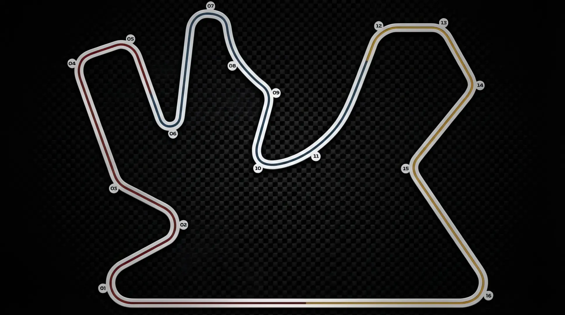 Lusail International Circuit circuit layout map showing numbered turns and sectors