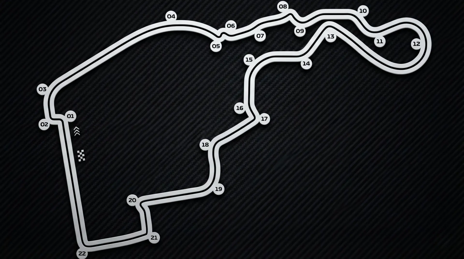 Madring circuit layout map showing numbered turns and sectors