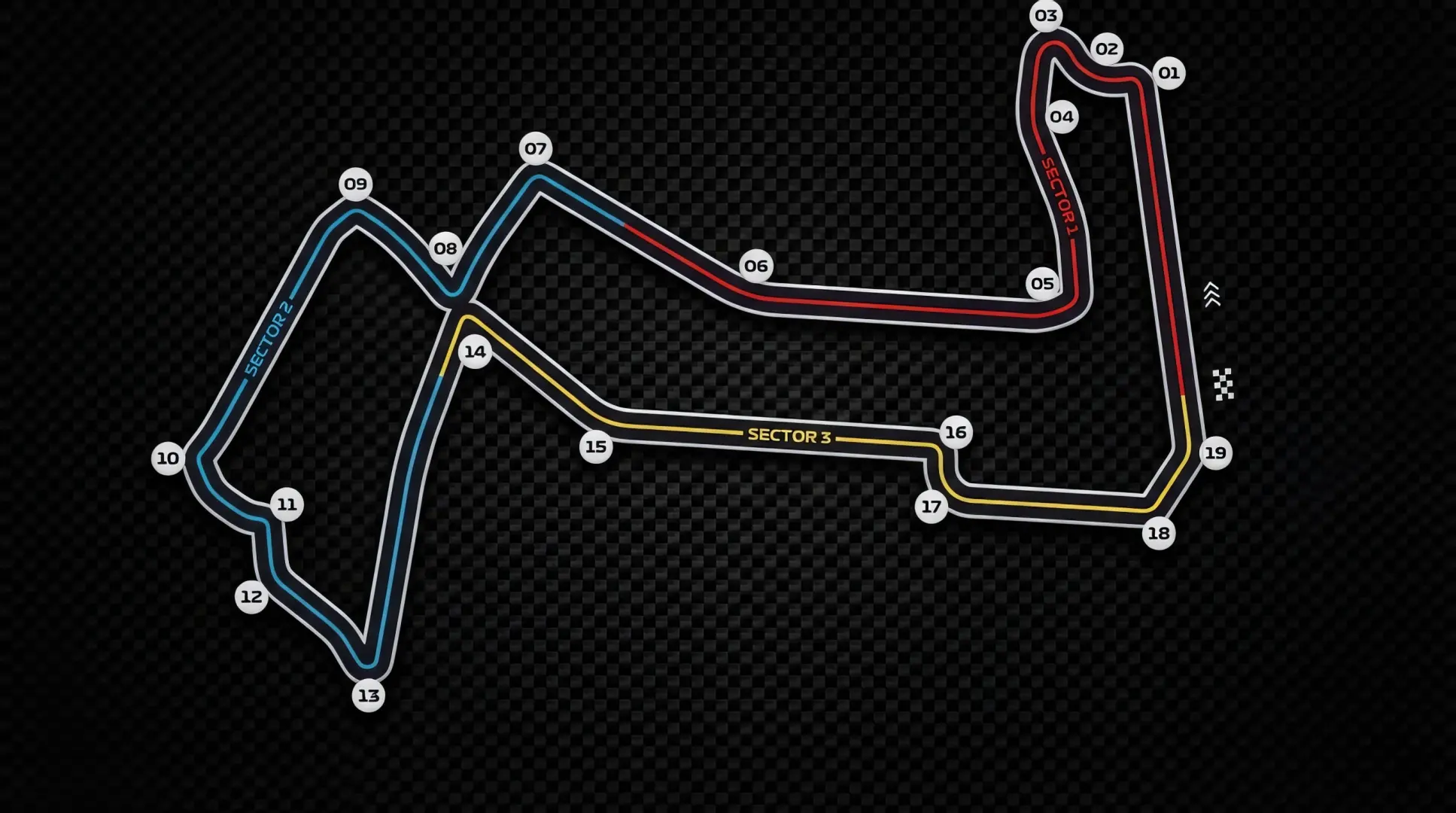 Marina Bay Street Circuit circuit layout map showing numbered turns and sectors