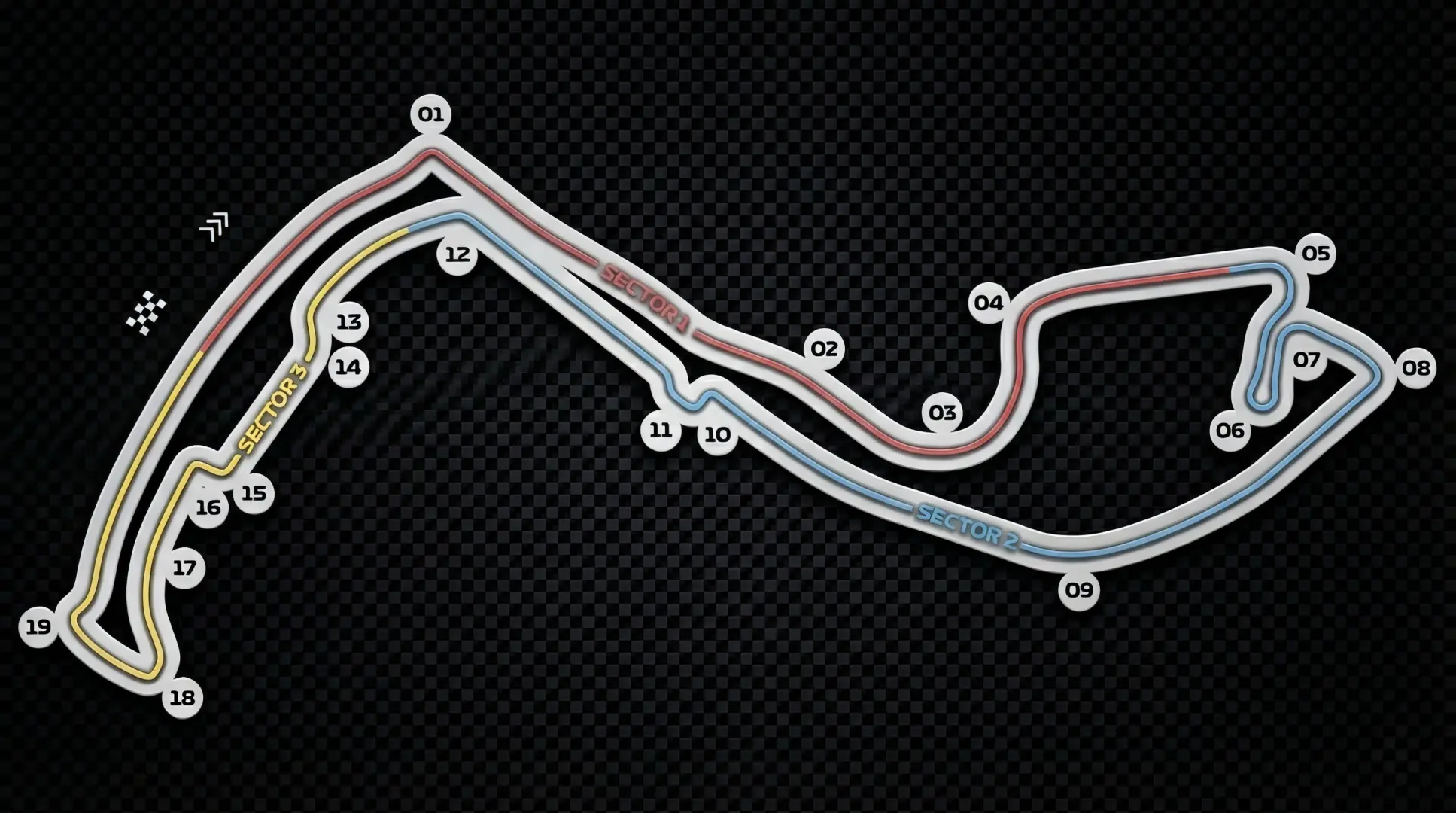 Circuit de Monaco circuit layout map showing numbered turns and sectors